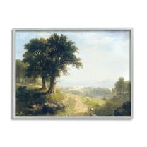 Stupell Industries Classic Rural Oak Landscape Landscape Painting Gray Framed Art Print Wall Art, 14 x 11