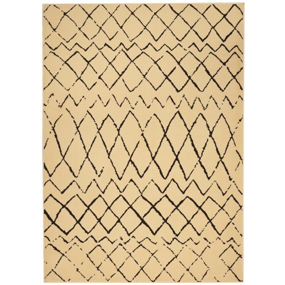 Nourison Grafix Tribal Cream/Black 5'3" x 7'3" Area Rug, (5x7)