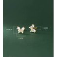 thumbnail image 2 of K-KED 925 Sterling Solid Silver Crystal Zircon Butterfly Plain Stud Earrings / Studs-Silver, 2 of 6