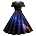 thumbnail image 1 of Vestido Floral de Manga Corta para Mujeres de Moda Casual Impreso de Rodilla Alta Cuello Redondo Longitud Regular, 1 of 3