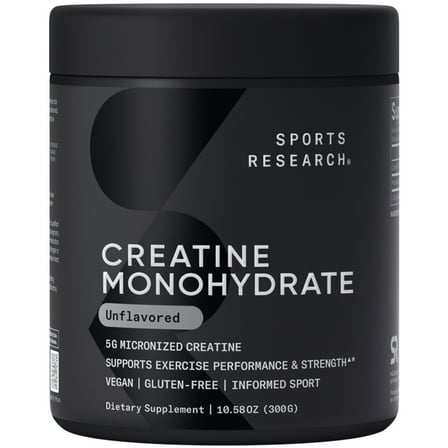 Sports Research Creatine Monohydrate 5g Micronized Creatine 10.58oz - 60 Serving