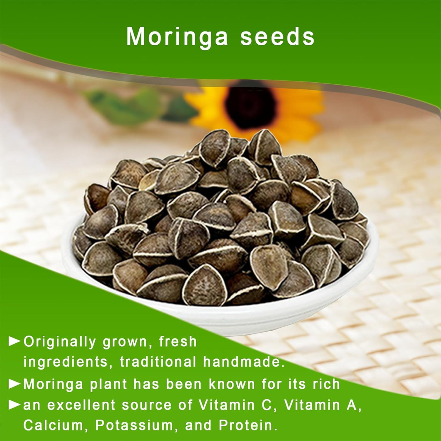 DABC OAK LAND Premium Moringa Seed, Premium Dry Goods, Edible Moringa Seed, Tea and Water Soaking Lily, 1 Pound per Bag