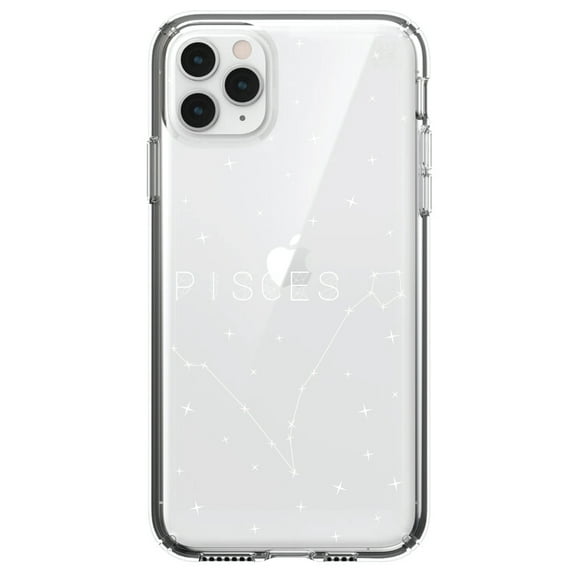 DistinctInk Clear Shockproof Hybrid Case for iPhone 12 MINI (5.4" Screen) - TPU Bumper, Acrylic Back, Tempered Glass Screen Protector - Star Zodiac Pisces