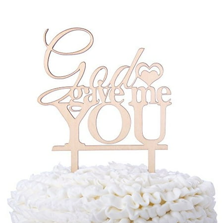 Initials Wedding Cake Toppers God Gave Me You Wooden Wedding Cake Topper Christian Religious Rustic Wood Decoration (God Gave Me You) ()