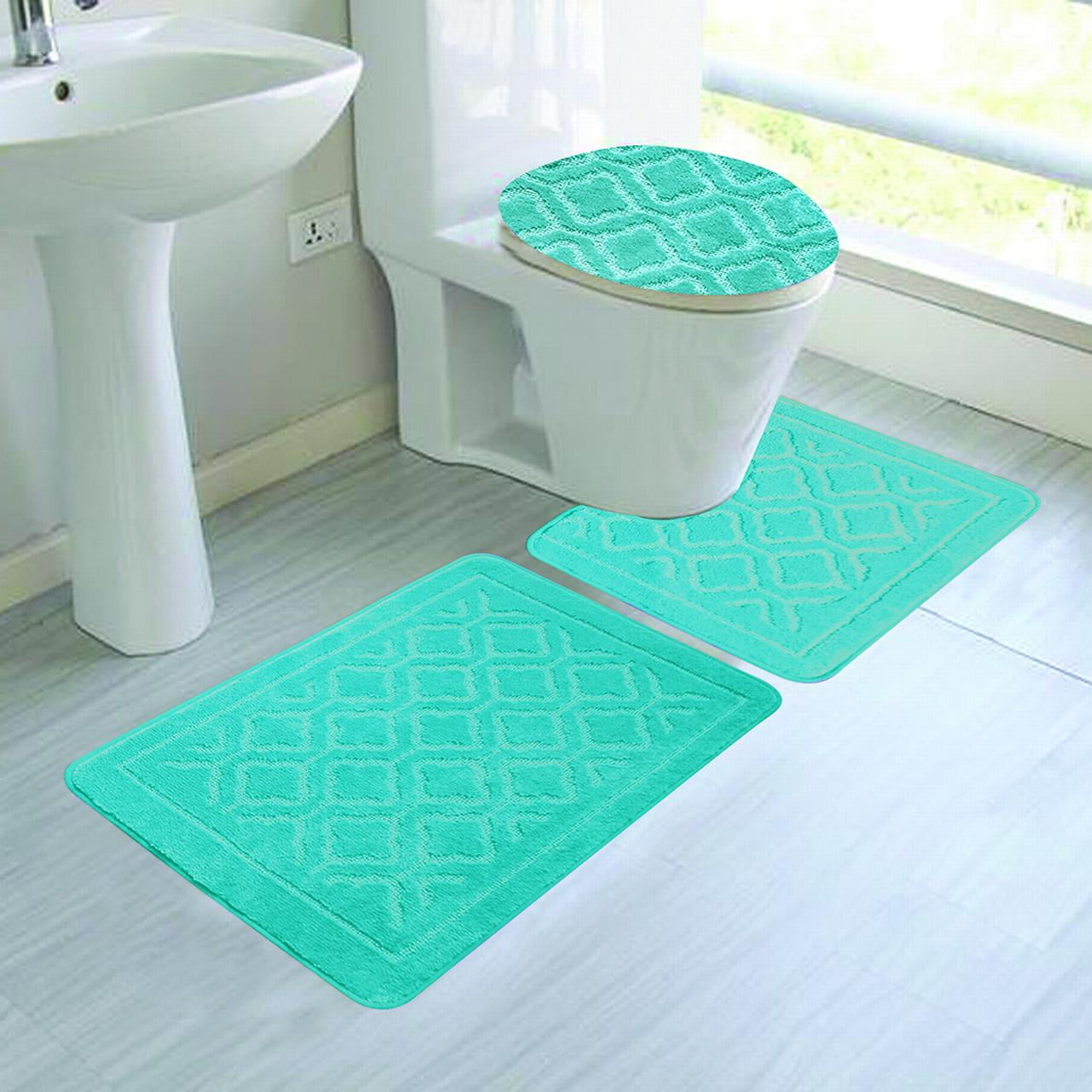 Catherine 3Piece Mega Size Bathroom Mat Set, Teal