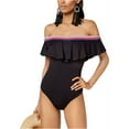 thumbnail image 1 of Trina Turk Traje de baño de una pieza con volantes y hombros descubiertos para mujer, negro, 8 Trina Turk Bandeau, 1 of 2