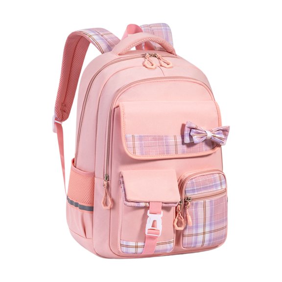 Fgnfyis Backpack for Girls Colorful Dream Large Capacity School Bag with Bow Lightweight Twin Shoulder Elementary Students Kids Backpack Pink