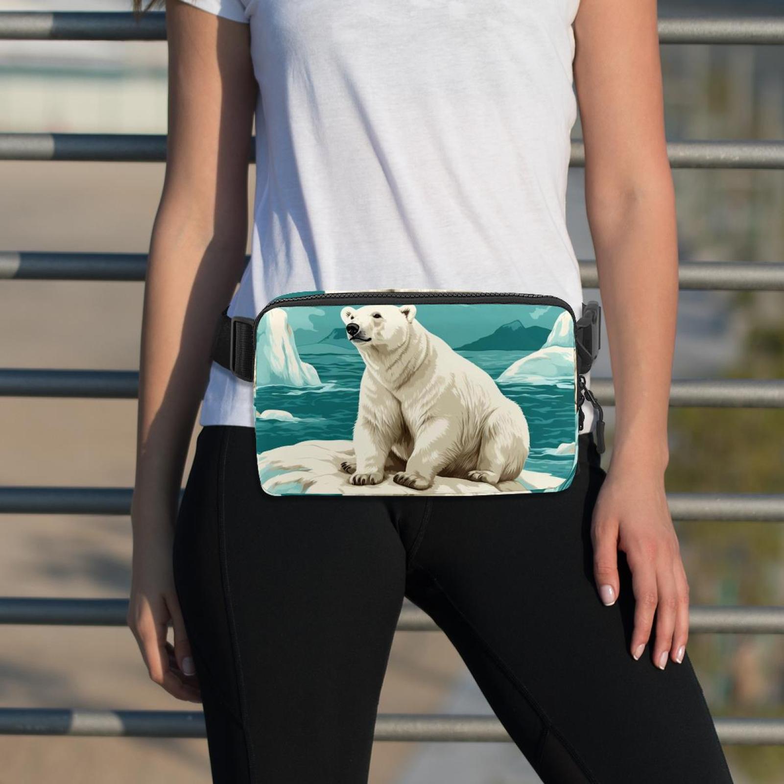 Polar bear Lightweight Adjustable Running Belt Bag Fanny Pack Waist Pack with Extension Strap Unisex