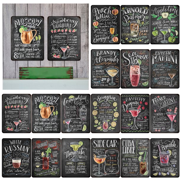 Decoración hogareña Gwong Wall Poster sin marco decorativo metal mojito cóctel cartel pizarra decoración Gwong 21077328