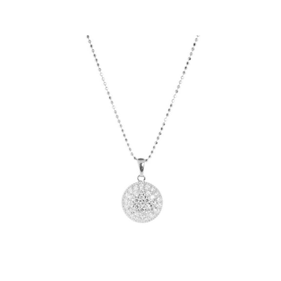 Platinum Plated Sterling SIlver Brilliant Circle Pendant Necklace, 16"