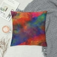 thumbnail image 2 of Nawypu  Throw Pillow Covers Orange Spring Paint Colorful Red Blue Yellow Band Watercolor with Spots and Streaks Purple Abstract Square Hidden Decorative Pillowcase, 2 of 5