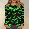 thumbnail image 2 of JULMCOMO Plus Size Halloween Shirts for Women Funny Pumpkin Castle Bat Print Crew Neck Long Sleeve Shirts Holiday Costume Tunic Tops Army Green S, 2 of 5