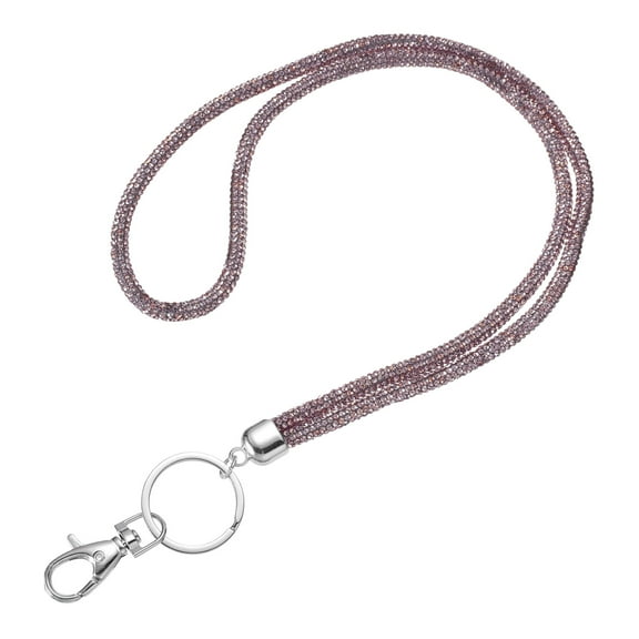 Bling Crystal Lanyard, 80cm(31.5") Phone Crossbody Strap with Metal Clasp & Keyring for Women ID Card, Purple