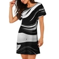 thumbnail image 2 of Kdxio Chemise de Nuit Imprimé Tourbillons Noir et Blanc pour Femmes Manches Courtes Chemise de Nuit Décontractée Imprimée Robe de Nuit Ample Confortable, 2 of 6