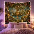 thumbnail image 2 of Festive Cottages Around a Glowing Woodland Pond, Whimsical Fantasy for Storybook Art Lovers, Enchanted Forest Decor, Christmas Gift, Tapestry Wall Hanging for Bedroom and Dorm, 2 of 7