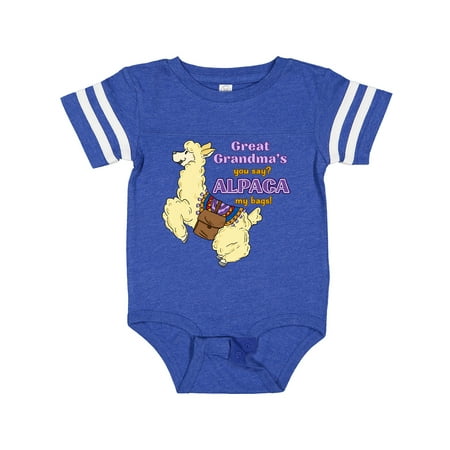 

Inktastic Cute Jumping Alpaca-Great Grandma s You Say ALPACA My Bags! Gift Baby Boy or Baby Girl Bodysuit