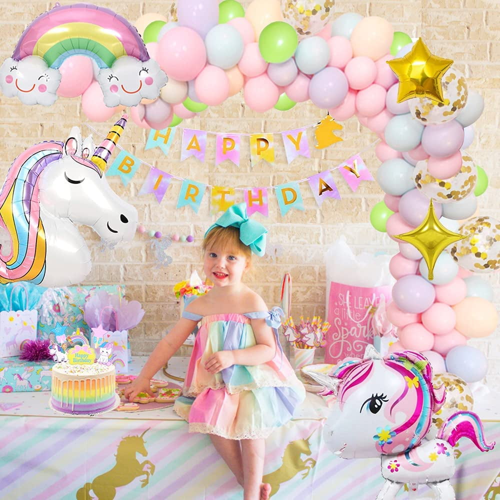AYUQI Unicorn Birthday Decorations Girl DIY Birthday Party Decorations ...