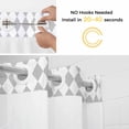 thumbnail image 3 of No Hook Shower Curtain with Snap in Liner, Abstract Gray White Plaid Waterproof Fabric Bathroom Curtain Mesh Top Window, Modern Geometric Diamond Shower Curtains 48x72in, 3 of 9