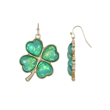 Way to Celebrate St. Patrick's Day Gold Shamrock Earrings , 1 Pair