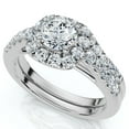thumbnail image 2 of Pompeii 1 1/10Ct TDW Cushion Halo Engagement Wedding Ring Set 14k White Gold Lab Grown, 2 of 3