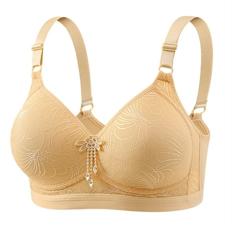 Fsqjgq Large Size Lace Bras for Women Comfort Underwear Full Coverage Back Support Push Up Bra Soft Bralettes Breathable Sports Wireless Bras 38