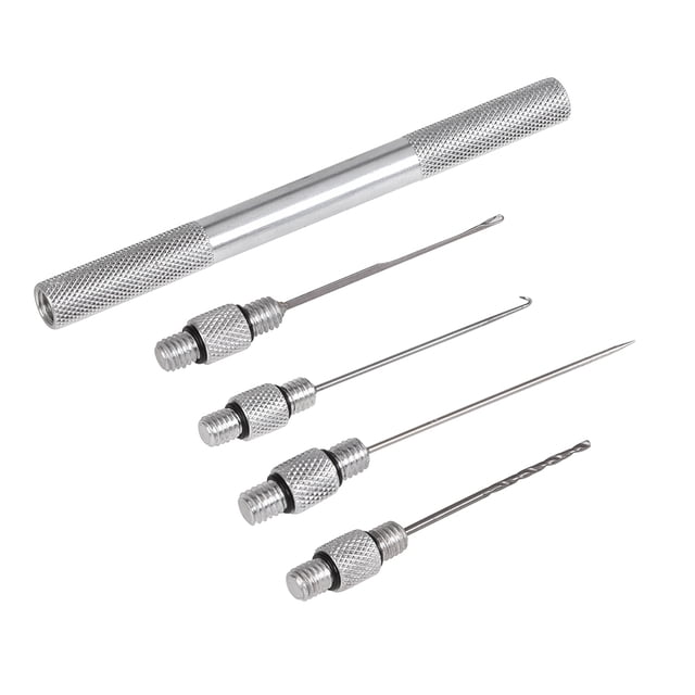 5-en-1 Carp Fishing Rigging Bait Needle Kit Tool Set Bait Boilie Drill Stringer Needle con mango de Abanopi Agujas de cebo