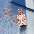 thumbnail image 2 of Gem Stone King 18K Rose Gold Plated Silver Peach Nano Morganite and White Diamond Pendant Necklace for Women (6.32 Cttw, Gemstone Birthstone, Emerald Cut 14X10MM, with 18 inch Silver Chain), 2 of 4