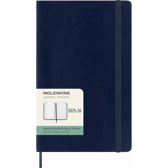 Moleskine Classic 18 Month 2025-2026 Weekly Planner, Soft Cover, Large (5" x 8.25"), Sapphire Blue, 208 pages