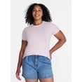 thumbnail image 2 of Time and Tru Women's Slim Fit Crewneck Tee with Short Sleeves, Sizes XS-XXXL, 2 of 6