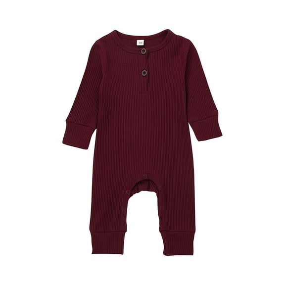 JYYYBF Infant Baby Boy Girl Long Sleeve Romper Newborn Solid Color One Piece Ribbed Knit Jumpsuit Long Pants Unisex Basic Homewear