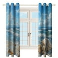 thumbnail image 3 of Beach Seashell Starfish Curtains Watercolor Theme Window Curtains Grommet Blackout Drapes for Living Room Bedroom, 3 of 5