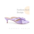 thumbnail image 3 of BLISSFUL STEP Women's Shoes Satin Bow Rhinestone Mules Pointed Toe Kitten Heel Slip-On Shoes  Purple 7, 3 of 4