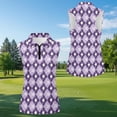thumbnail image 3 of KUIFORTI Matching Golf Shirts for Couple Purple Argyle Quarter Zip Golf Tennis Tank Top Moisture Wicking Breathable Fabric Racerback Design Suitable for Tennis Enthusiasts, 3 of 6