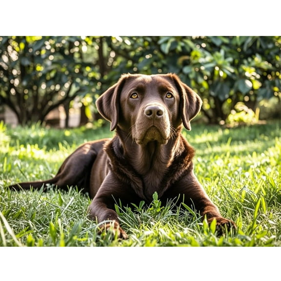 DIY 5D Round Full Drill Diamond Dot Gem Art Kits,Brown Labrador Retriever pattern,Art for Home Wall Decor,Diamond painting handmade for Beginners，animal Gem Art Diamond Painting 16x12 inch