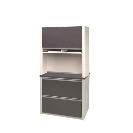 2 Piece Set Cabinet - 2 Piece Lateral File Cabinet and Hutch in Slate Gray and Sandstone
