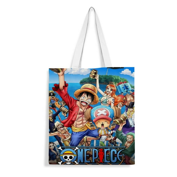 One Piece Bolso de tela con estampado de lienzo para mujer, bolsa de compras reutilizable y estética, con cremallera interior, regalo para mujer,40*45cm.