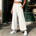 thumbnail image 5 of Women's Solid Color Loose Casual Long Pants With Pockets And Elastic Waist, 5 of 6