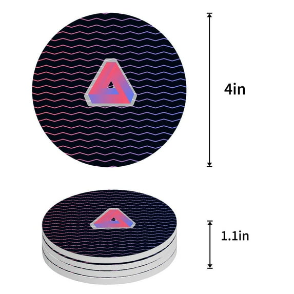 FMSHPON Modern Geometric Pattern Set of 4 Round Coaster for Drinks, Absorbent Ceramic Stone Coasters Cup Mat with Cork Base for Home Kitchen Room Coffee Table Bar Decor