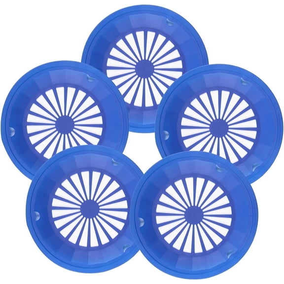 Scheam 5Pcs Round Holders for Paper Plates Holder Reusable Round Tray Sturdy Plastic Vented Dispenser with Snap for BBQ Picnic Party Table (Dark Blue)