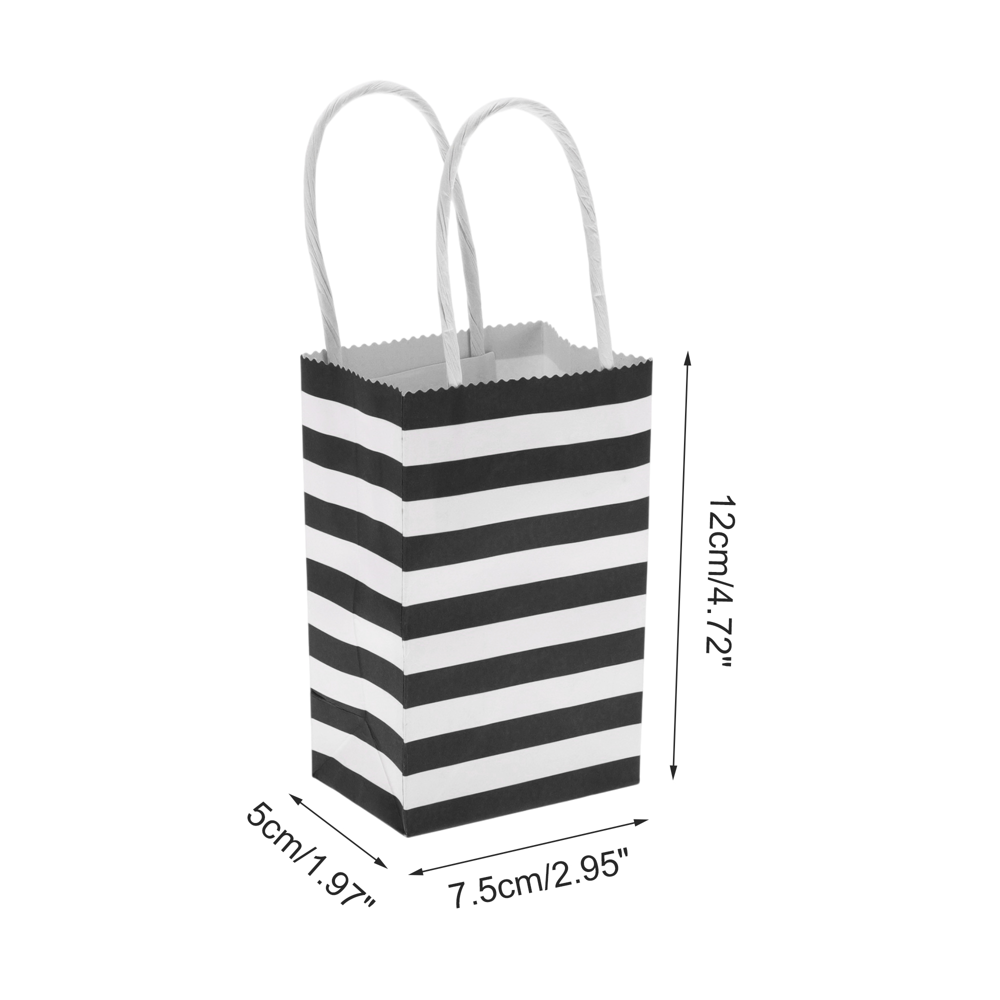 Unique Bargains Stripes Gift Bags 6 Pcs for Birthdays Holidays Black