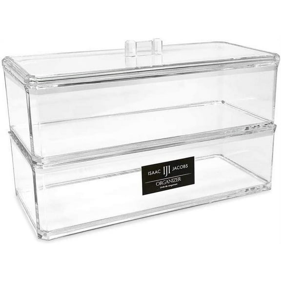 Isaac Jacobs Clear Acrylic Rectangular Stackable (2-Pack) Storage Organizer with Lid
