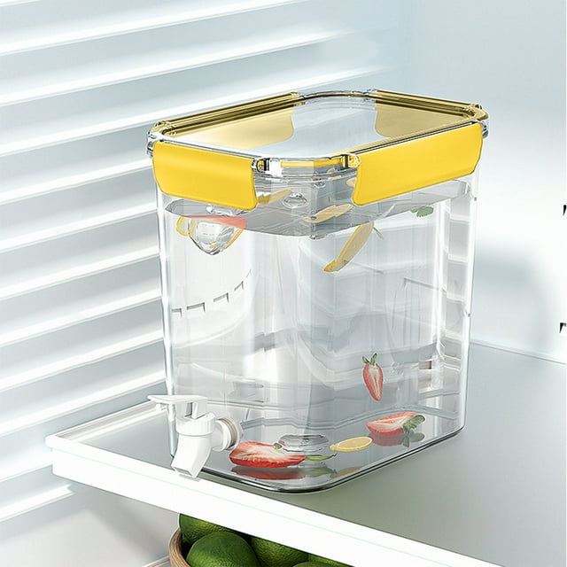 Bouilloire Froide 1 Pce, Distributeur de Boissons pour Réfrigérateur 8,07 X 5,71 X 7,68 Po, Contenant à Grand Ouverture en Matériau de Qualité Alimentaire avec Robinet pour Fêtes Familiales (Jaune)
