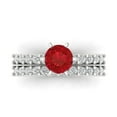 thumbnail image 2 of Clara Pucci 18K White Gold Round Cut 1Ct Simulated Ruby Engagement Ring + Matching Band - Luxury Box Included, 2 of 7