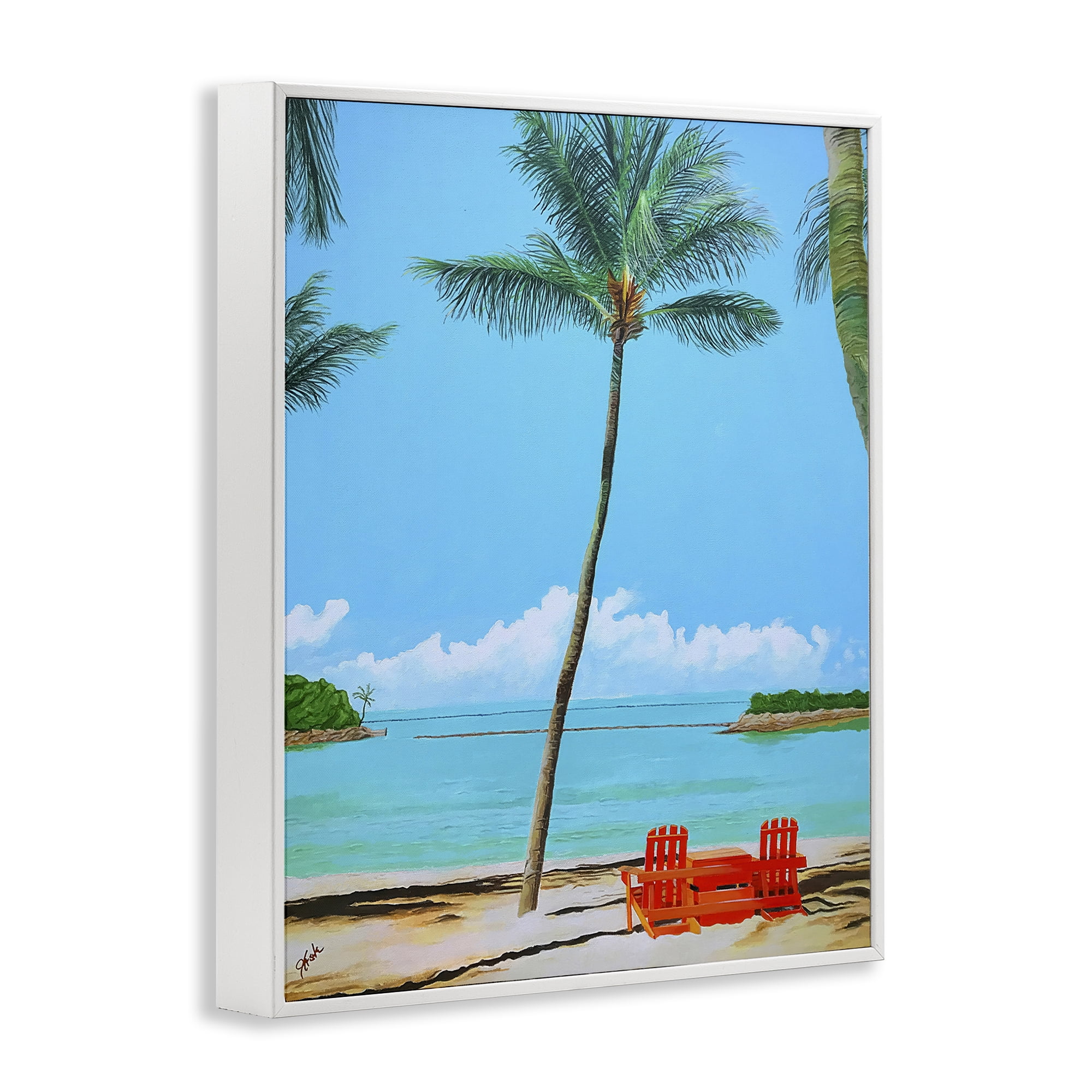 Stupell Industries Dreaming Of Palm Trees White Framed Giclee Art, design by John Jaster