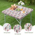 thumbnail image 4 of Pink and Blue Ethnic Style Feather Pattern Square Fitted Tablecloth with Elastic Edge,Square Table Cover,Washable Elastic Table Cover for Home Kitchen Party Decor 34"x34", 4 of 6