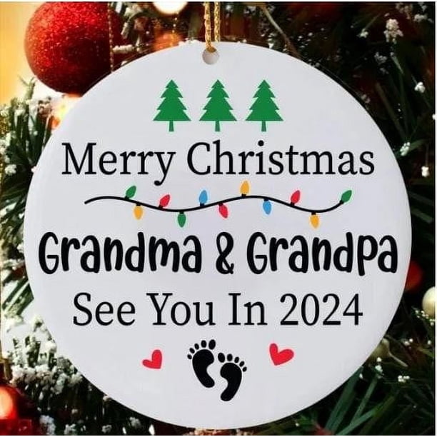 Ganfancp Nos Vemos En 2024 Adorno para El Árbol de Navidad, Feliz Navidad Mamá y Papá Nos Vemos En 2024, Regalos para Los Padres, Adorno de Embarazo Artículos En Liquidación 1X Colgante Árbol de Navi