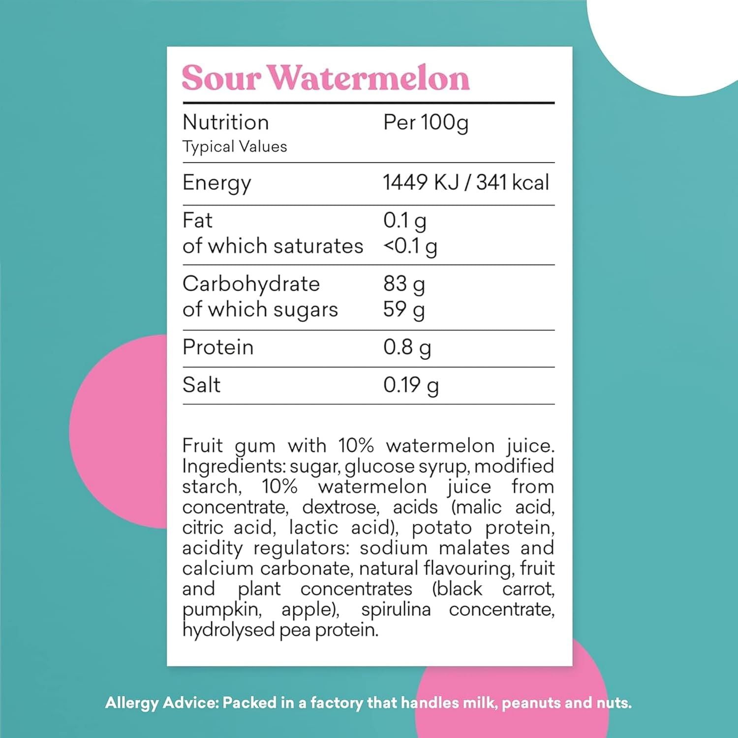 Candy Kittens Sour Watermelon Gourmet Sweets Bag 140g (Pack of 9)