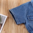 thumbnail image 6 of FNNMNNR Toddler Kids Baby Girl Denim Lapel Short Sleeve Pocket Button Jumpsuit Blue 1-2 Years, 6 of 10