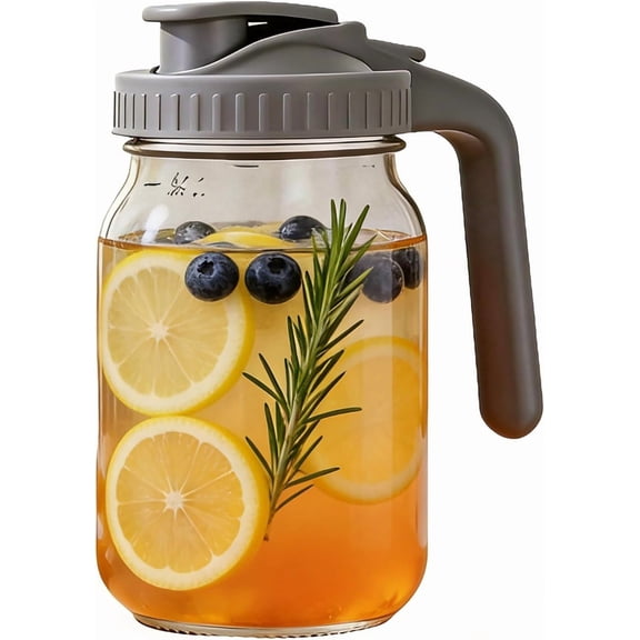 Mason Water Jar Wide Mouth 24 oz Mason Jar Sealed Plastic Lid with Pouring Air Tight Leak Proof Suitable for Tea, Milk, Lemonade, Juice, Coffee, Beverages, Etc