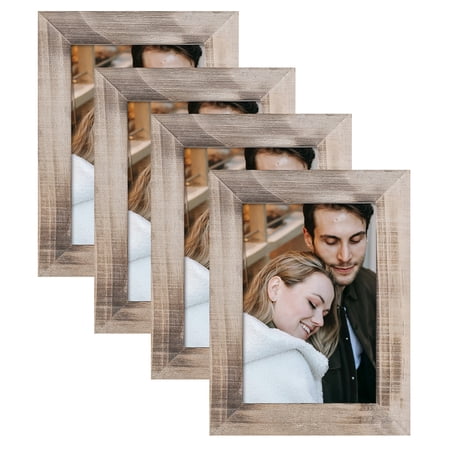 UPC: 0663489139595 | Joveco 4  x 6  Handcrafted Solid Wooden Photo Frame Set of 4  Distressed Farmhouse Picture Frame Wall Decor for Wall Mounted and Tabletop
